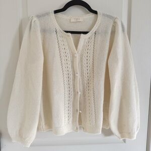 Sezane Elegant Cream Knit Cardigan